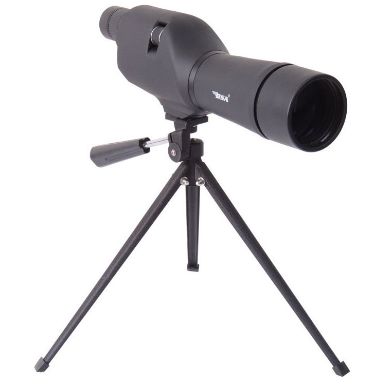 Spotting scope with tripod, height adjustable, variable magnification of 20-60 x