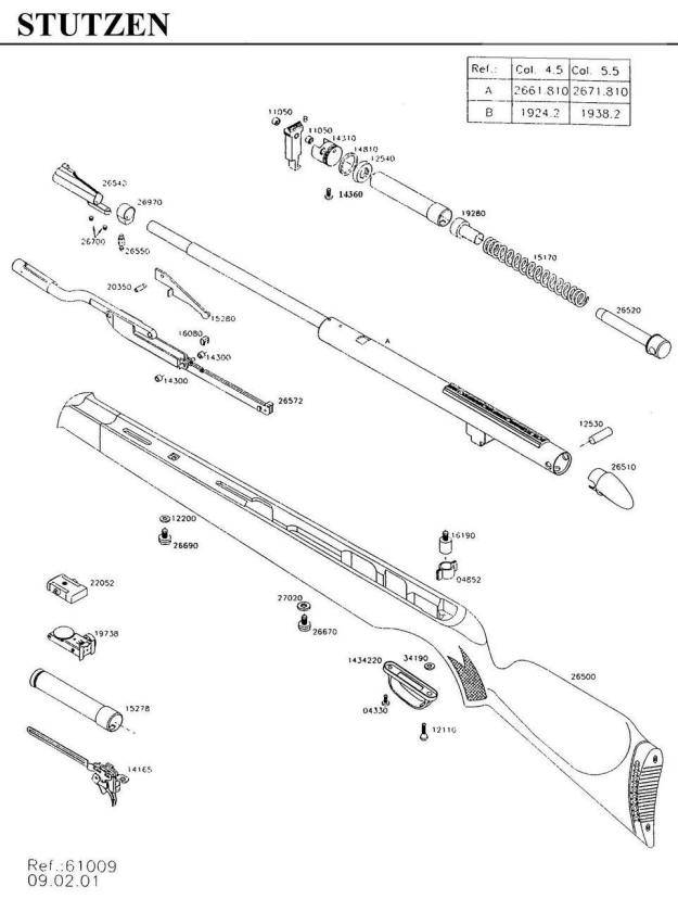 Gamo Stutzen Airgun Parts Breackdown