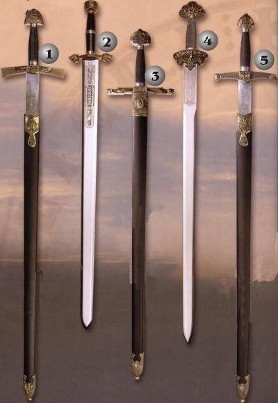 Ivanhoe sword, Hercules sword, Lancerot sword, Odin sword, Carlomagno sword