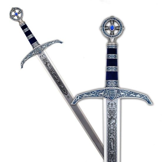 Robin Hood Sword silver, finished in blue. Deep prints on the sheet.