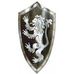 Shield Lion medieval, steel painted in black, and color of lion in silver.