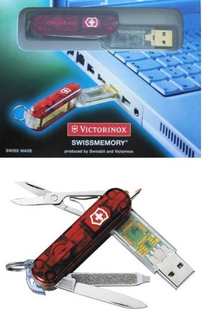 Swiss memory pocket knife.  Swiss army knife with USB conection