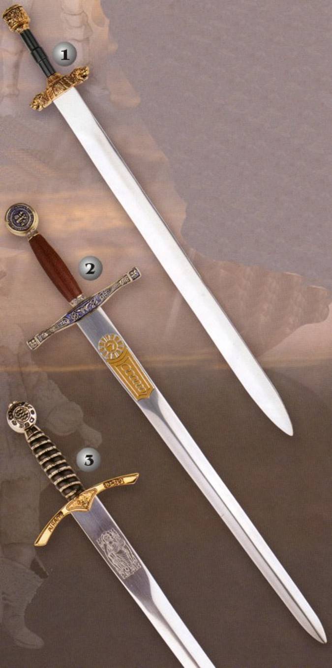 Alejandro Magno,espada excalibur,espada Juana de Arco. Espadas en miniatura