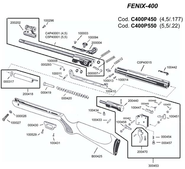 Despiece carabina cometa Fenix 400