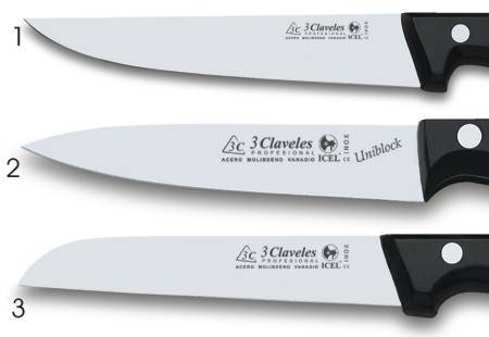 Los cuchillos tres claveles tienen distintos tipos de punta según su uso
