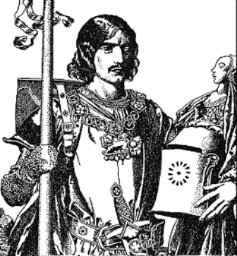 Sir Lancelot du Lac armado con la espada