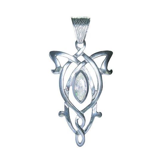 Colgante Arwen simple, realizado en baño de plata y cristales.