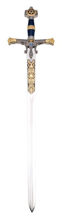 Espada Salomón damasquinada edición limintada, espada con incrustacione en oro