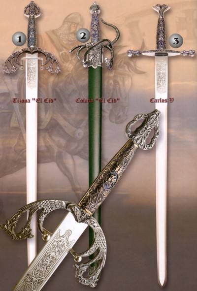 Espada Tizona, Espada Colada y espada Carlos V